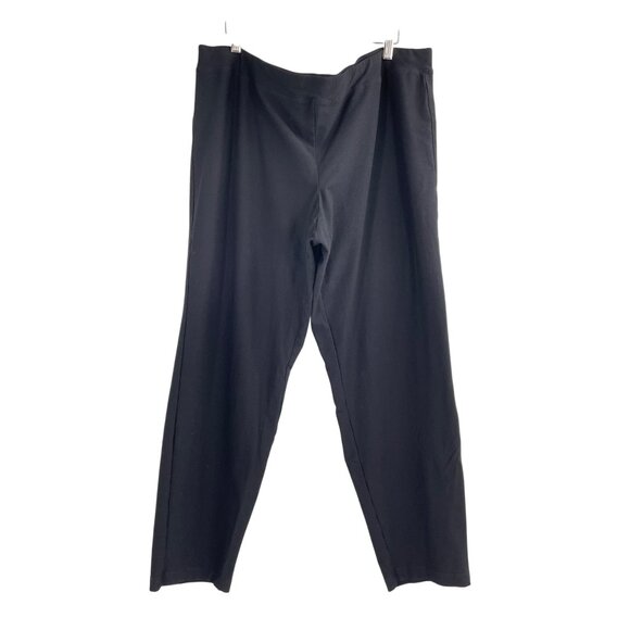 Eileen Fisher Black Pull On Washable Crepe Pants Elastic Waist Womens Plus 2X - Picture 1 of 8